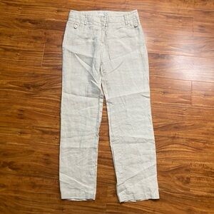 Vantarsi Tan 100% Linen Midrise Straight Ankle Pants Size Small Coastal Casual